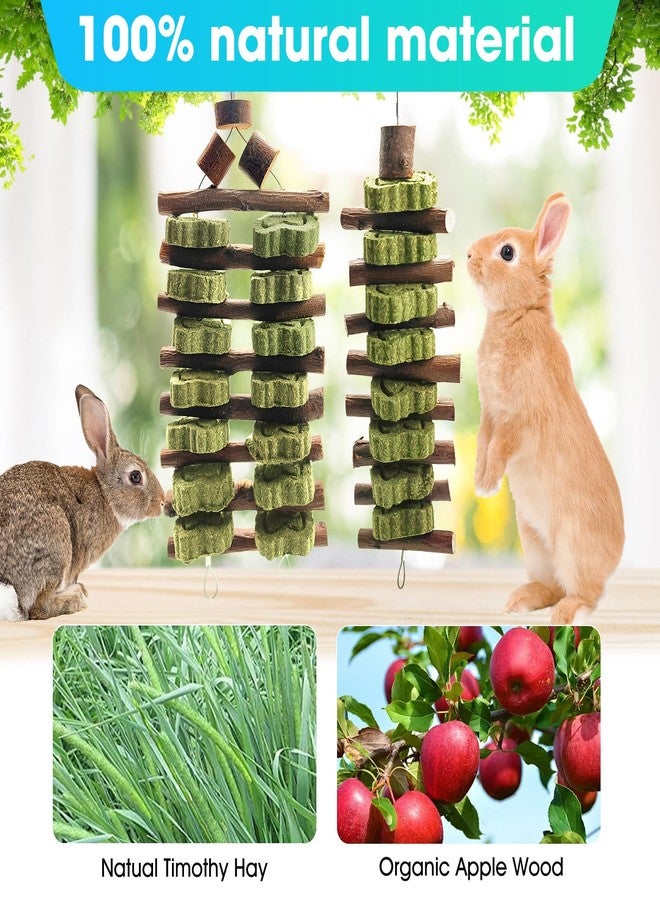 WDEFUN Natural Peach Wood Clover Cake Teeth Grinding Toy String - Rabbit Snack Chewing Toy, Safe and Durable Pet Teeth Grinding Rod, Caring for Dental Health - Image 4